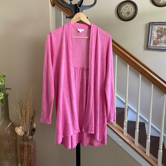 J. Jill Love Linen Pink Open Hi Low Cardigan Size Small - Picture 1 of 12